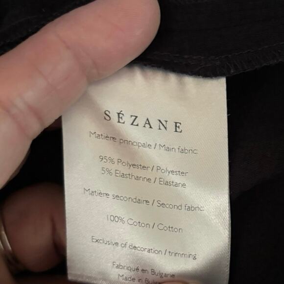 Sezane Size 34 US 2 Black Blouse Lace Sleeves V Neck Back - Picture 5 of 6